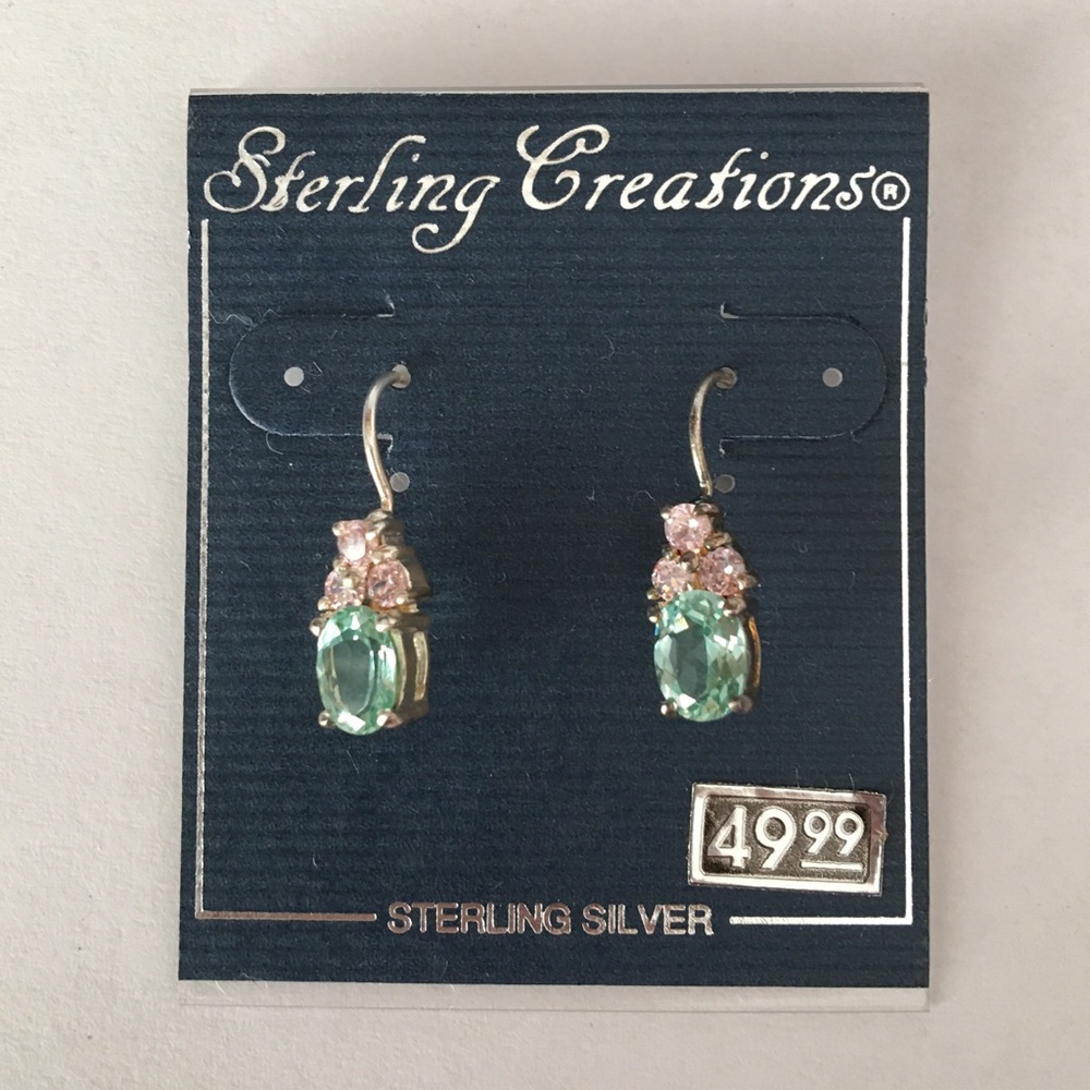 New Sterling Silver Rhinestone Drop Earrings